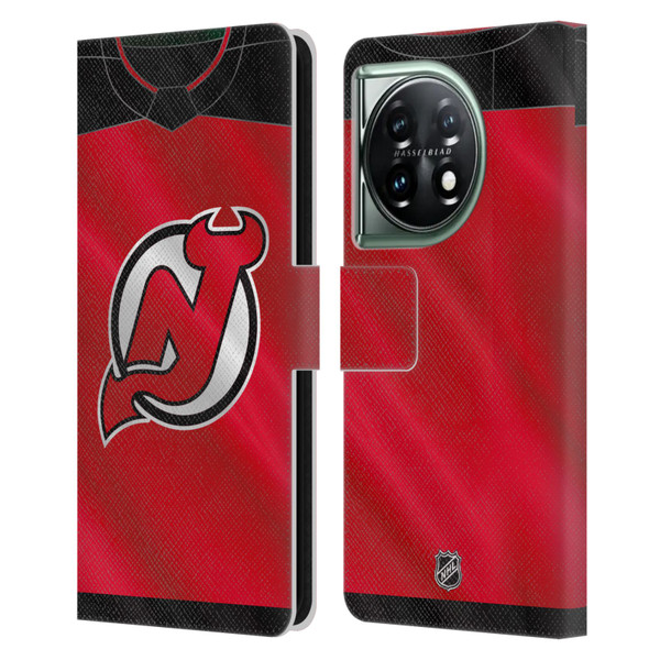 NHL New Jersey Devils Jersey Leather Book Wallet Case Cover For OnePlus 11 5G