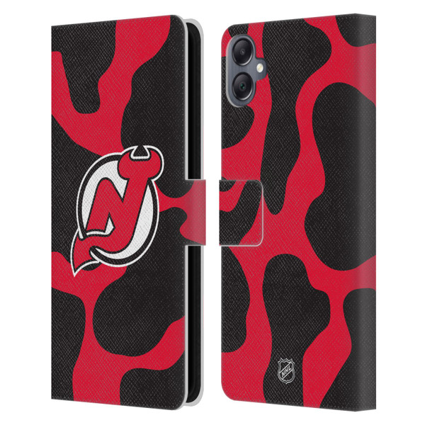 NHL New Jersey Devils Cow Pattern Leather Book Wallet Case Cover For Samsung Galaxy A05