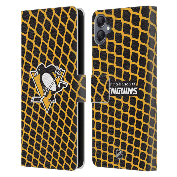 NHL Pittsburgh Penguins Net Pattern Leather Book Wallet Case Cover For Samsung Galaxy A05