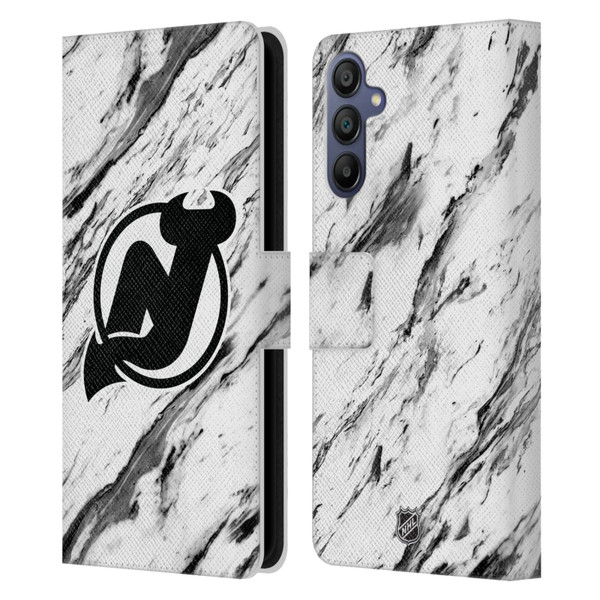 NHL New Jersey Devils Marble Leather Book Wallet Case Cover For Samsung Galaxy A15