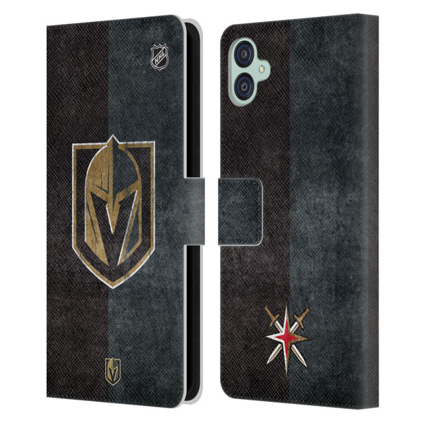 NHL Vegas Golden Knights Half Distressed Leather Book Wallet Case Cover For Samsung Galaxy M04 5G / A04e