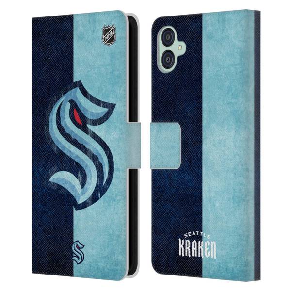 NHL Seattle Kraken Half Distressed Leather Book Wallet Case Cover For Samsung Galaxy M04 5G / A04e