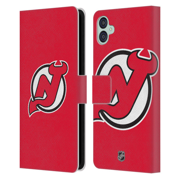 NHL New Jersey Devils Plain Leather Book Wallet Case Cover For Samsung Galaxy M04 5G / A04e