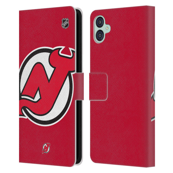 NHL New Jersey Devils Oversized Leather Book Wallet Case Cover For Samsung Galaxy M04 5G / A04e