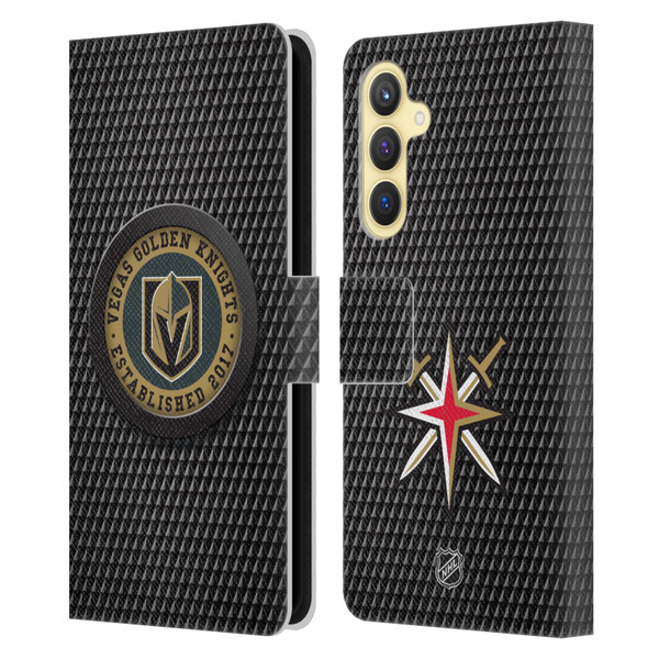 NHL Vegas Golden Knights Puck Texture Leather Book Wallet Case Cover For Samsung Galaxy S23 FE 5G