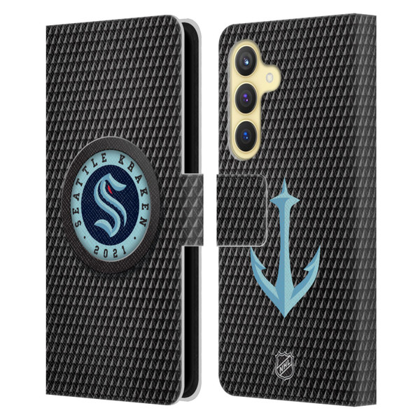 NHL Seattle Kraken Puck Texture Leather Book Wallet Case Cover For Samsung Galaxy S24 5G