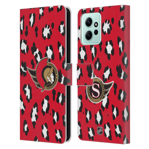 NHL Ottawa Senators Leopard Patten Leather Book Wallet Case Cover For Xiaomi Redmi 12