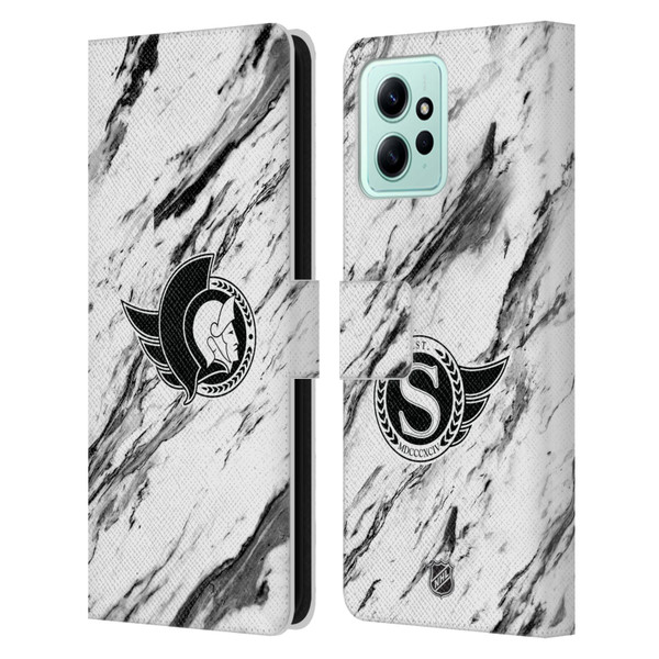 NHL Ottawa Senators Marble Leather Book Wallet Case Cover For Xiaomi Redmi 12