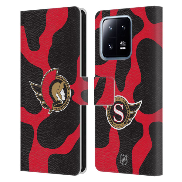 NHL Ottawa Senators Cow Pattern Leather Book Wallet Case Cover For Xiaomi 13 Pro 5G