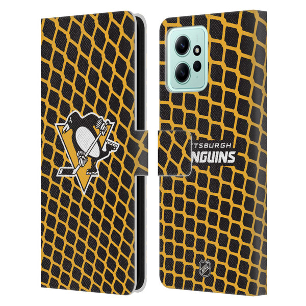 NHL Pittsburgh Penguins Net Pattern Leather Book Wallet Case Cover For Xiaomi Redmi 12