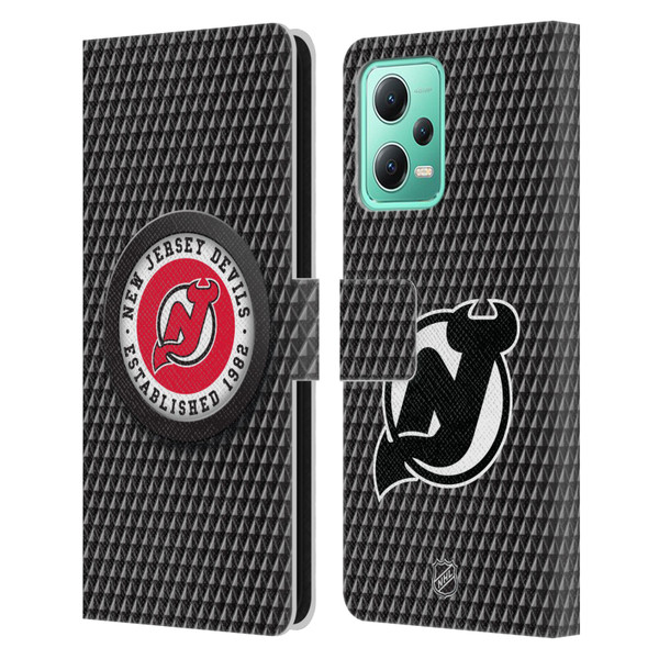 NHL New Jersey Devils Puck Texture Leather Book Wallet Case Cover For Xiaomi Redmi Note 12 5G