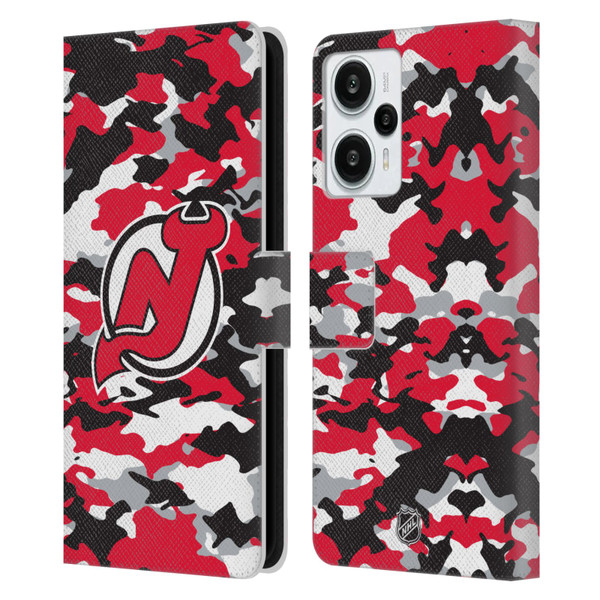 NHL New Jersey Devils Camouflage Leather Book Wallet Case Cover For Xiaomi Redmi Note 12T
