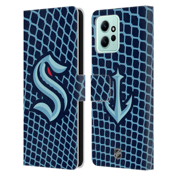NHL Seattle Kraken Net Pattern Leather Book Wallet Case Cover For Xiaomi Redmi 12