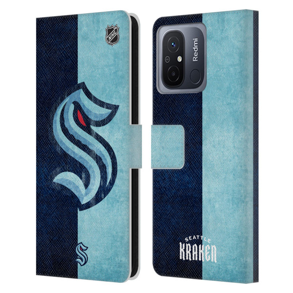 NHL Seattle Kraken Half Distressed Leather Book Wallet Case Cover For Xiaomi Redmi 12C