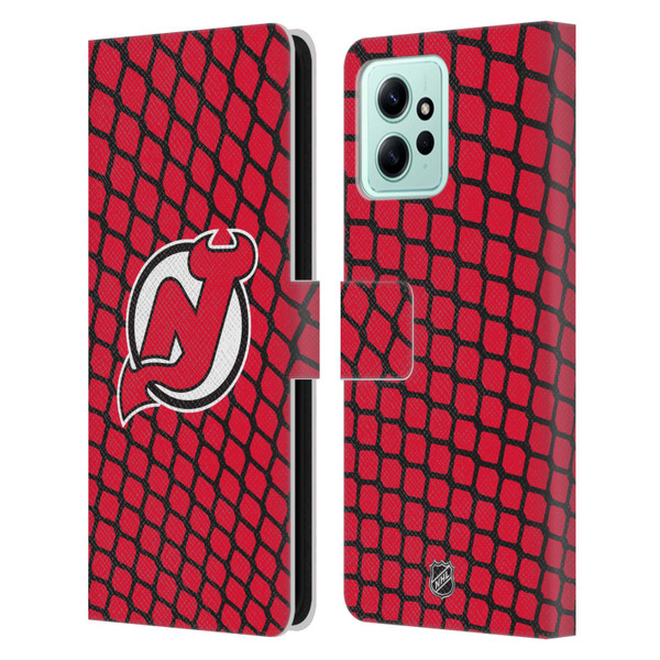NHL New Jersey Devils Net Pattern Leather Book Wallet Case Cover For Xiaomi Redmi 12