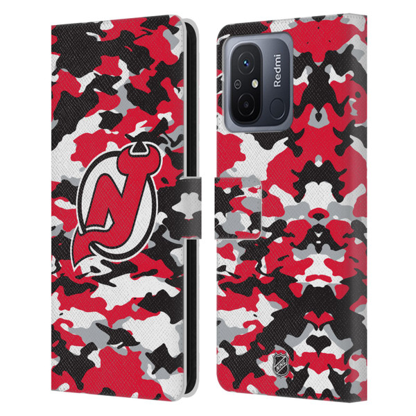 NHL New Jersey Devils Camouflage Leather Book Wallet Case Cover For Xiaomi Redmi 12C