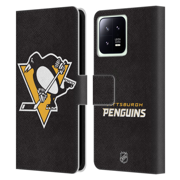 NHL Pittsburgh Penguins Plain Leather Book Wallet Case Cover For Xiaomi 13 5G