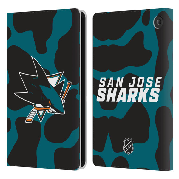 NHL San Jose Sharks Cow Pattern Leather Book Wallet Case Cover For Amazon Fire 7 2022