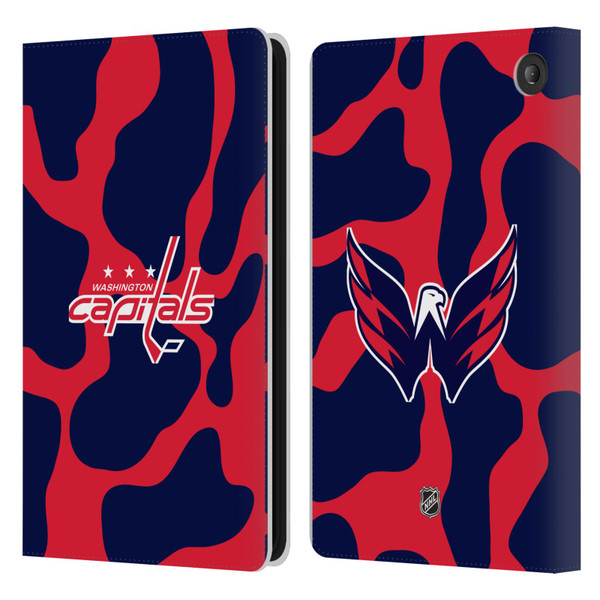 NHL Washington Capitals Cow Pattern Leather Book Wallet Case Cover For Amazon Fire 7 2022