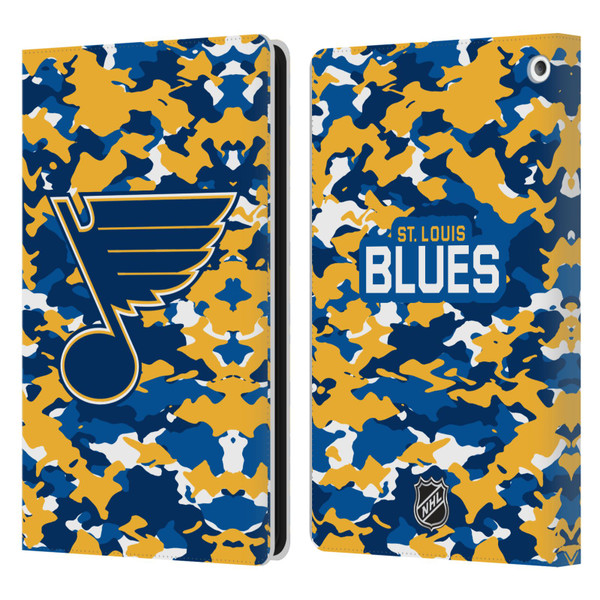 NHL St Louis Blues Camouflage Leather Book Wallet Case Cover For Amazon Fire HD 8/Fire HD 8 Plus 2020