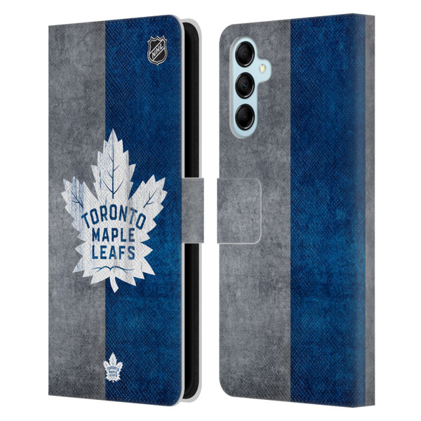 NHL Toronto Maple Leafs Half Distressed Leather Book Wallet Case Cover For Samsung Galaxy M14 5G