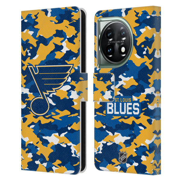 NHL St Louis Blues Camouflage Leather Book Wallet Case Cover For OnePlus 11 5G