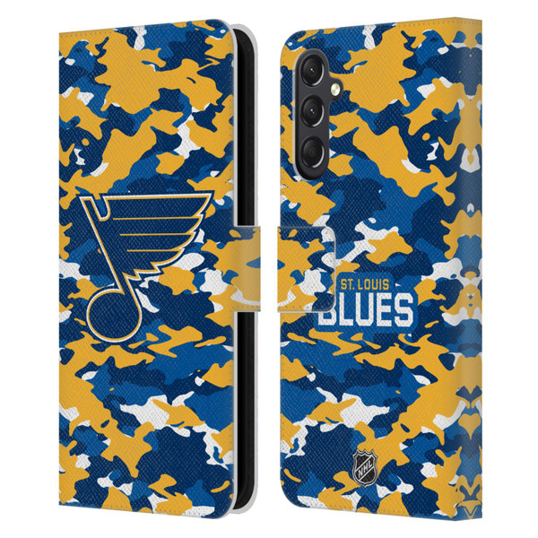 NHL St Louis Blues Camouflage Leather Book Wallet Case Cover For Samsung Galaxy A24 4G / M34 5G