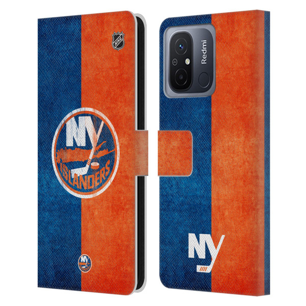 NHL New York Islanders Half Distressed Leather Book Wallet Case Cover For Xiaomi Redmi 12C
