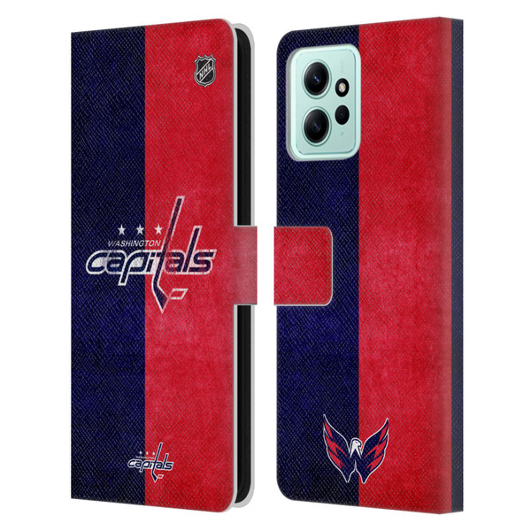 NHL Washington Capitals Half Distressed Leather Book Wallet Case Cover For Xiaomi Redmi 12