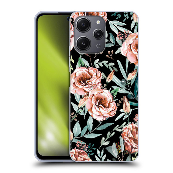 Anis Illustration Bloomers Black Soft Gel Case for Xiaomi Redmi 12