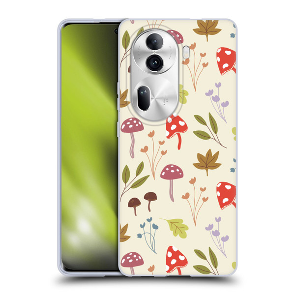 Anis Illustration Floral And Leaves Cute Mushrooms Soft Gel Case for OPPO Reno11 Pro