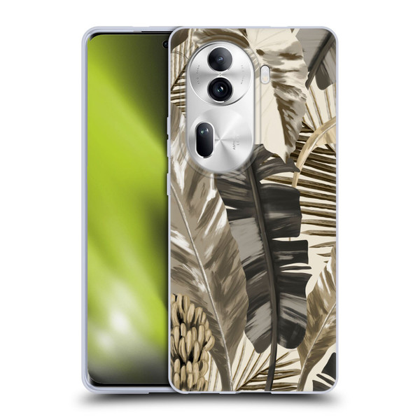 Anis Illustration Floral And Leaves Tropical Leaves Sepia Soft Gel Case for OPPO Reno11 Pro