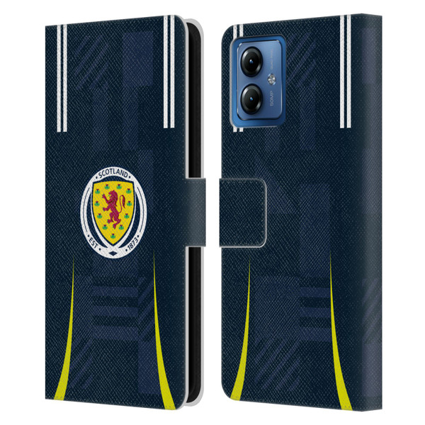 Scotland National Football Team 2024/25 Kits Home Leather Book Wallet Case Cover For Motorola Moto G14