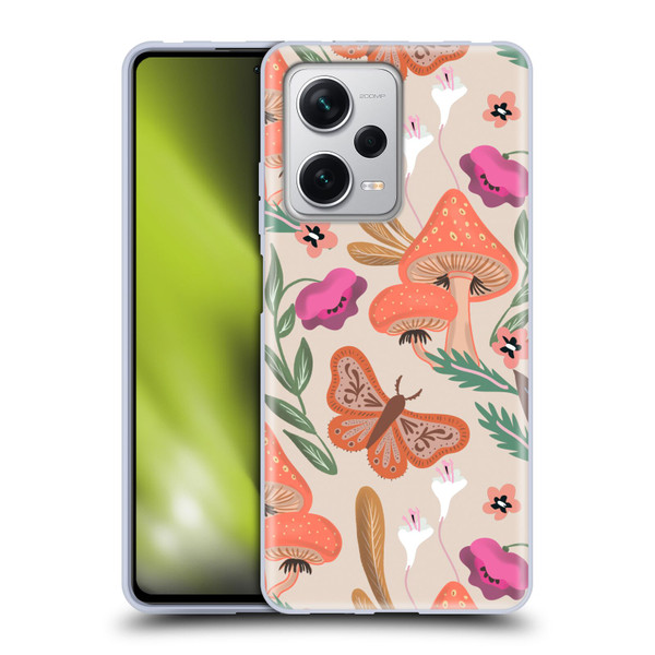 Anis Illustration Floral And Leaves Mushrooms Soft Gel Case for Xiaomi Redmi Note 12 Pro+ 5G