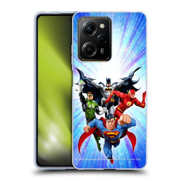 Justice League DC Comics Airbrushed Heroes Blue Purple Soft Gel Case for Xiaomi Redmi Note 12 Pro 5G