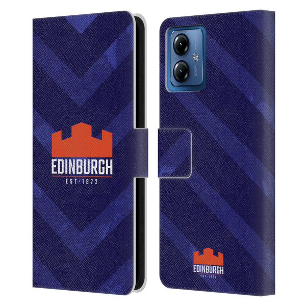 Edinburgh Rugby Graphic Art Blue Pattern Leather Book Wallet Case Cover For Motorola Moto G14