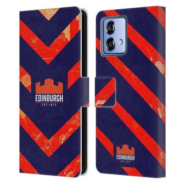 Edinburgh Rugby Graphic Art Orange Pattern Leather Book Wallet Case Cover For Motorola Moto G84 5G