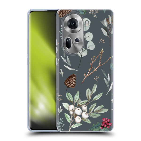 Anis Illustration Floral Pattern Christmas Eucalyptus Blue Soft Gel Case for OPPO Reno11