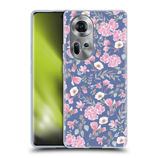 Anis Illustration Floral Pattern Romantic Blue Pink Soft Gel Case for OPPO Reno11