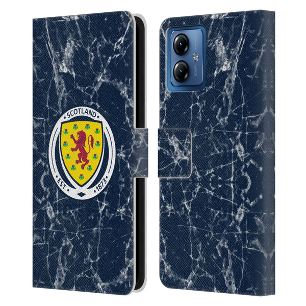 Scotland National Football Team Logo 2 Marble Leather Book Wallet Case Cover For Motorola Moto G14