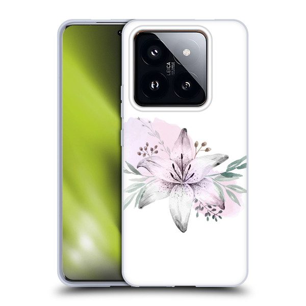 Anis Illustration Floral Pattern Lilium Flower Soft Gel Case for Xiaomi 14 Pro