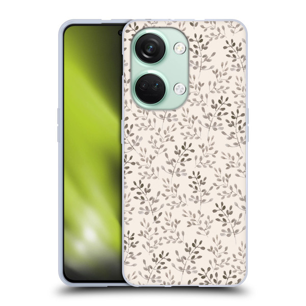 Anis Illustration Mix Pattern Tiny Leaves Beige Soft Gel Case for OnePlus Nord 3 5G