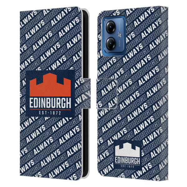 Edinburgh Rugby Graphics Logo Pattern Leather Book Wallet Case Cover For Motorola Moto G14