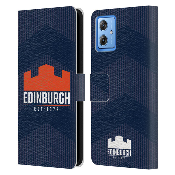 Edinburgh Rugby Graphics Lines Leather Book Wallet Case Cover For Motorola Moto G54 5G