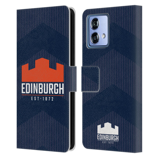 Edinburgh Rugby Graphics Lines Leather Book Wallet Case Cover For Motorola Moto G84 5G