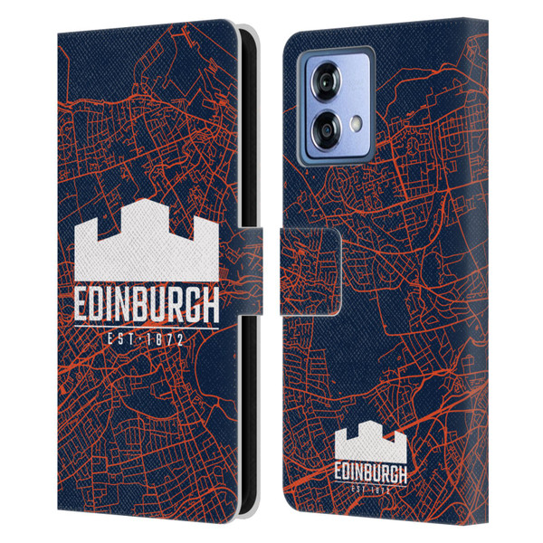 Edinburgh Rugby Graphics Map Leather Book Wallet Case Cover For Motorola Moto G84 5G