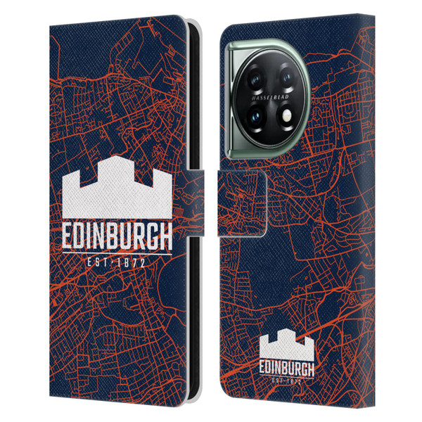 Edinburgh Rugby Graphics Map Leather Book Wallet Case Cover For OnePlus 11 5G