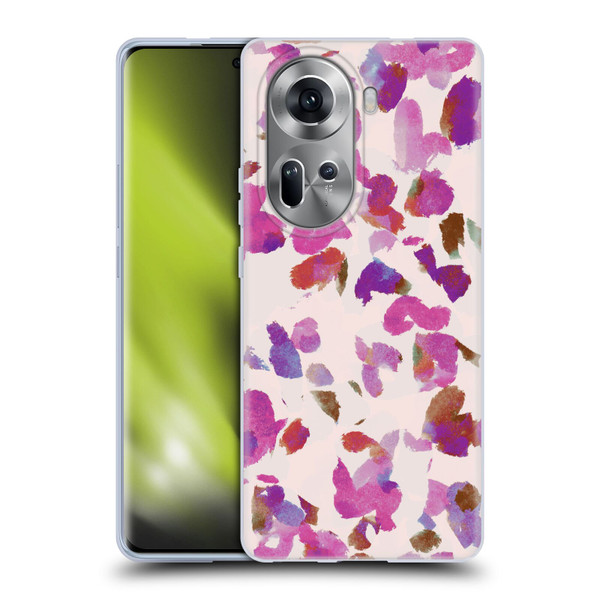 Anis Illustration Mix Pattern Soft Feminine Pink Flowers Soft Gel Case for OPPO Reno11