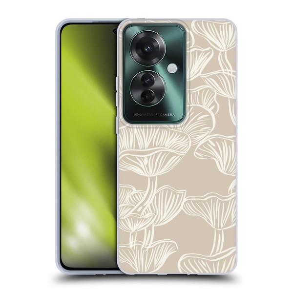 Anis Illustration Mix Pattern Mushrooms Neutrals Soft Gel Case for OPPO Reno11 F 5G / F25 Pro 5G