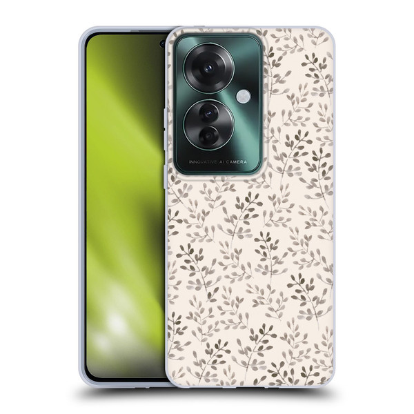 Anis Illustration Mix Pattern Tiny Leaves Beige Soft Gel Case for OPPO Reno11 F 5G / F25 Pro 5G
